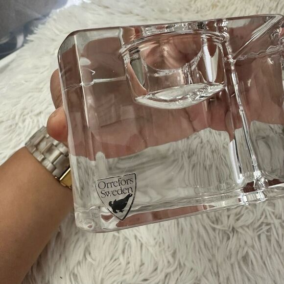 Orrefors Sweden Crystal Puzzle Piece Votives Candle Holder Clear Heavy 1 piece - Picture 5 of 9